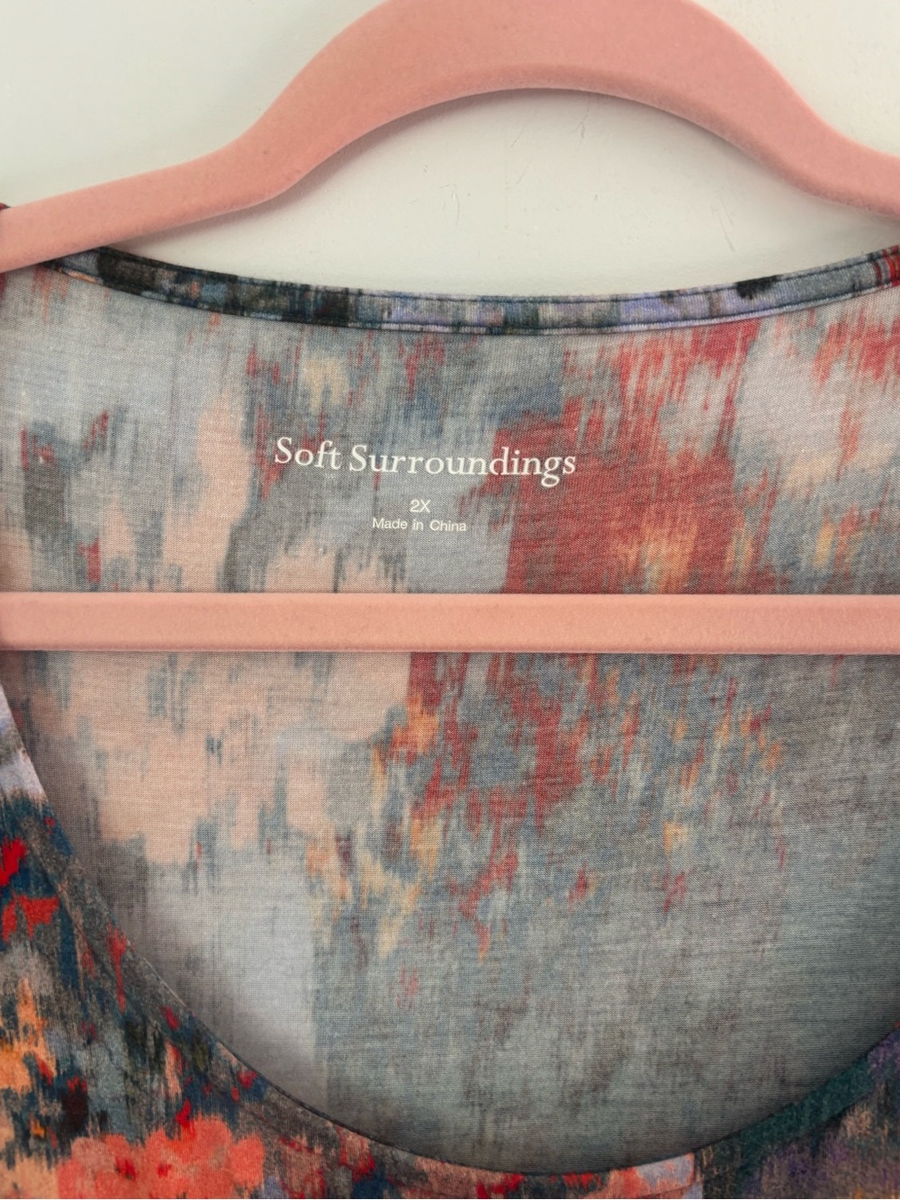 Soft Surroundings 2X Jersey Abstract Floral Scoop Neck Maxi Dress in Multi-Color - Picture 2 of 3